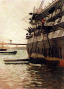 The Hull Of A Battle Ship by James Tissot — hand-painted nautical oil painting reproduction on canvas