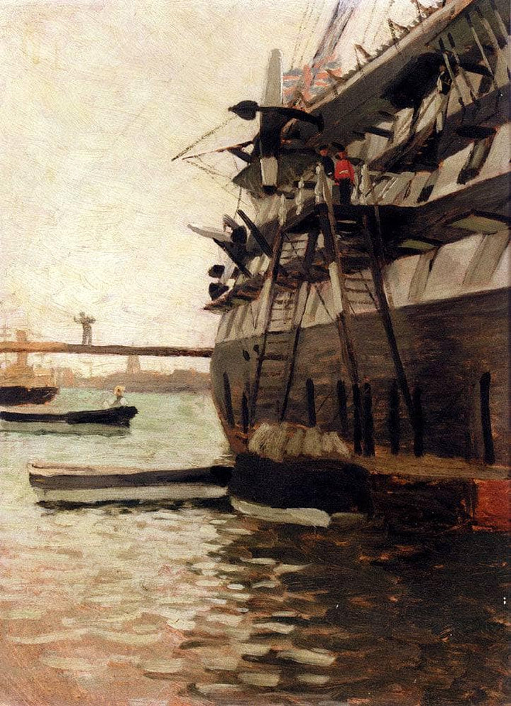 The Hull Of A Battle Ship by James Tissot — hand-painted nautical oil painting reproduction on canvas