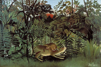 The Hungry Lion Throws Itself on the Antelope by Henri Rousseau — hand-painted animal oil painting reproduction on canvas