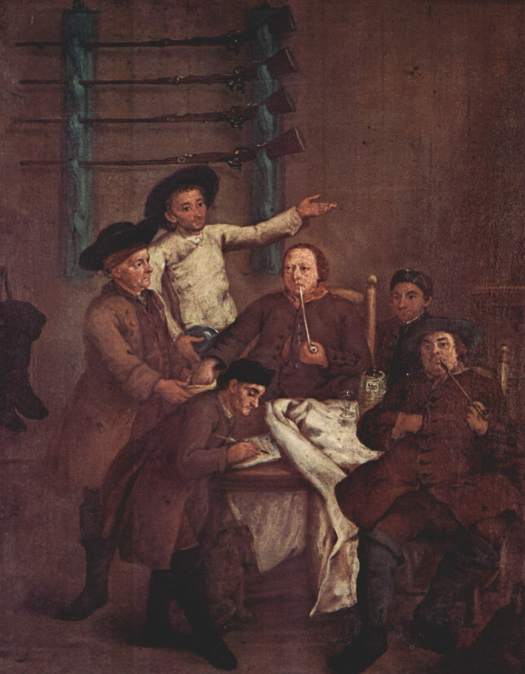 The Hunters Drawing Numbers by Pietro Longhi — hand-painted portrait oil painting reproduction on canvas