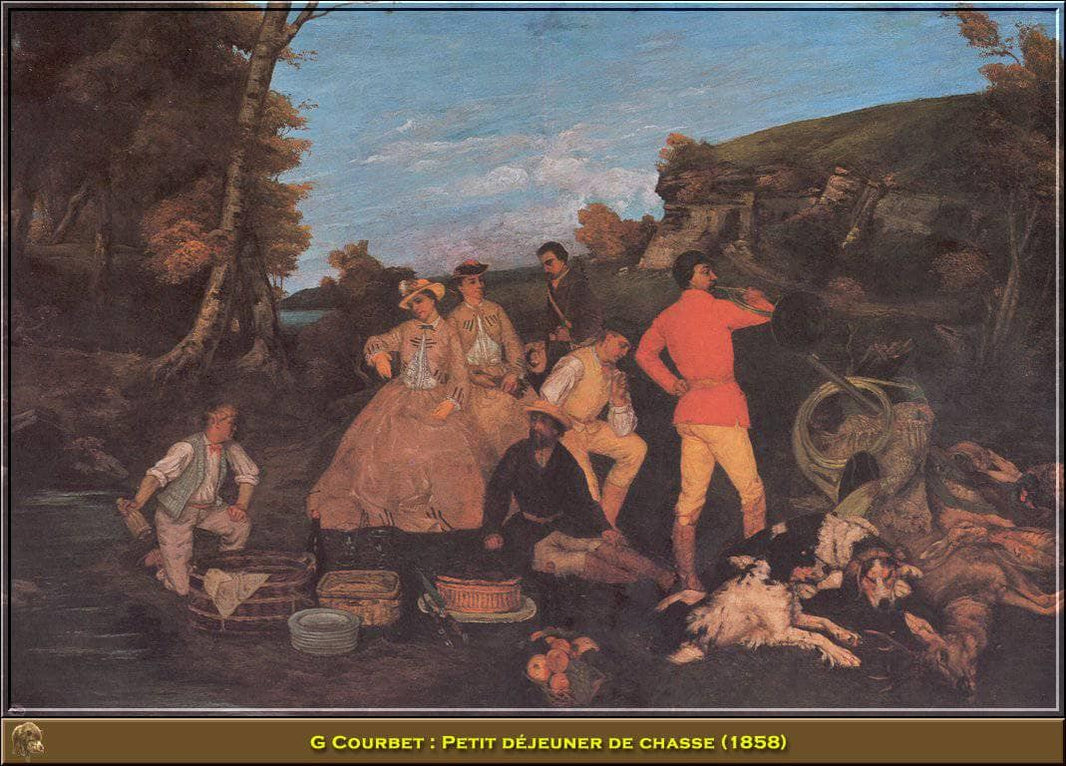 The Huntsman's Picnic by Gustave Courbet — hand-painted animal oil painting reproduction on canvas