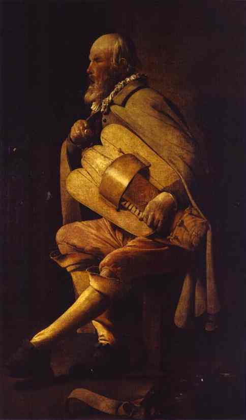 The Hurdy-Gurdy Player by Georges de la Tour — hand-painted portrait oil painting reproduction on canvas
