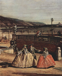 The imperial summer residence Schloss Hof, courtyard (detail) by Bernardo Bellotto — hand-painted architectural oil painting reproduction on canvas