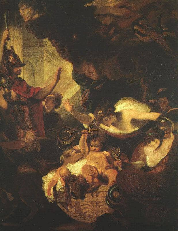 The Infant Hercules Strangling Serpents in His Crade by Joshua Reynolds — hand-painted cultural oil painting reproduction on canvas