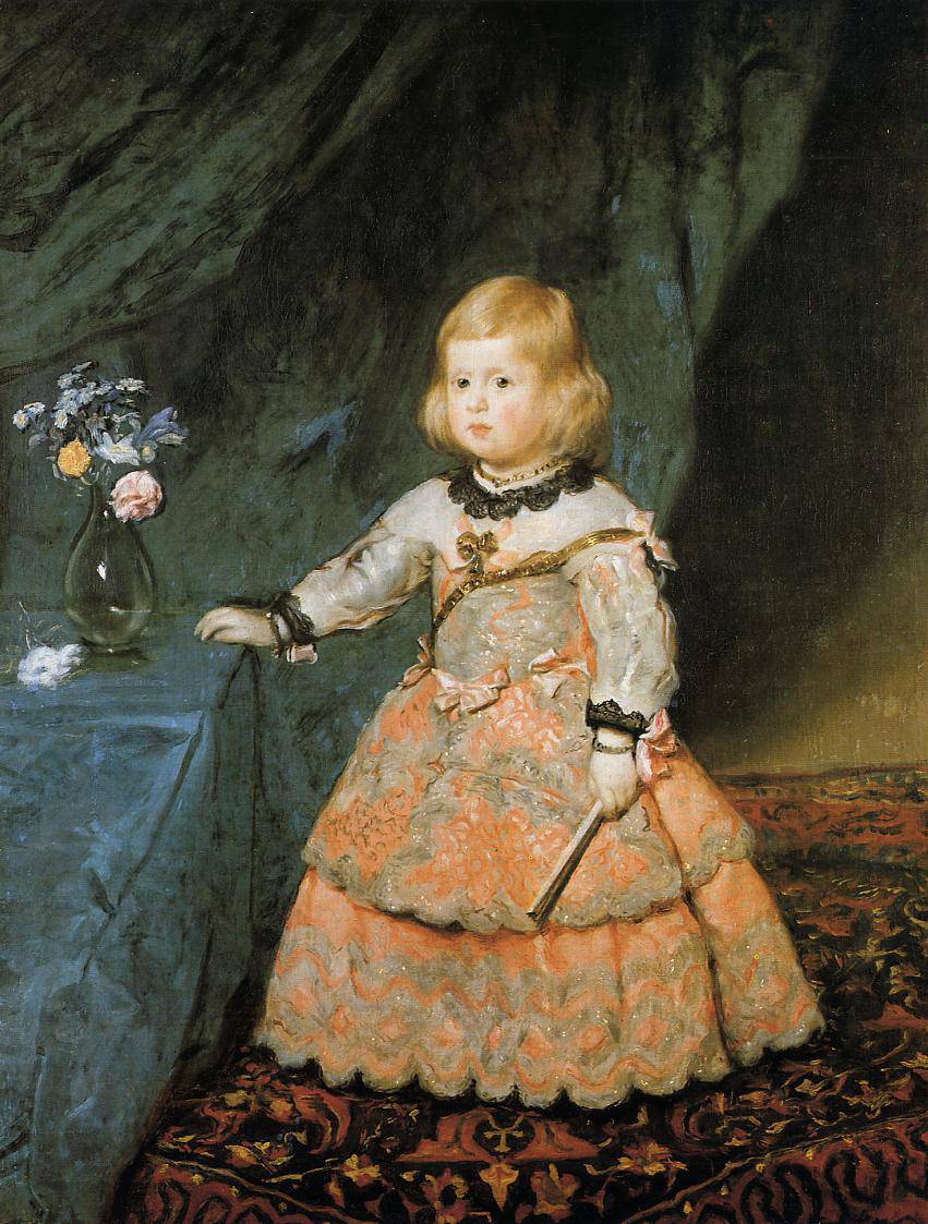 The Infanta Margarita Teresa of Spain in a Red Dress by Diego Velazquez — hand-painted portrait oil painting reproduction on canvas