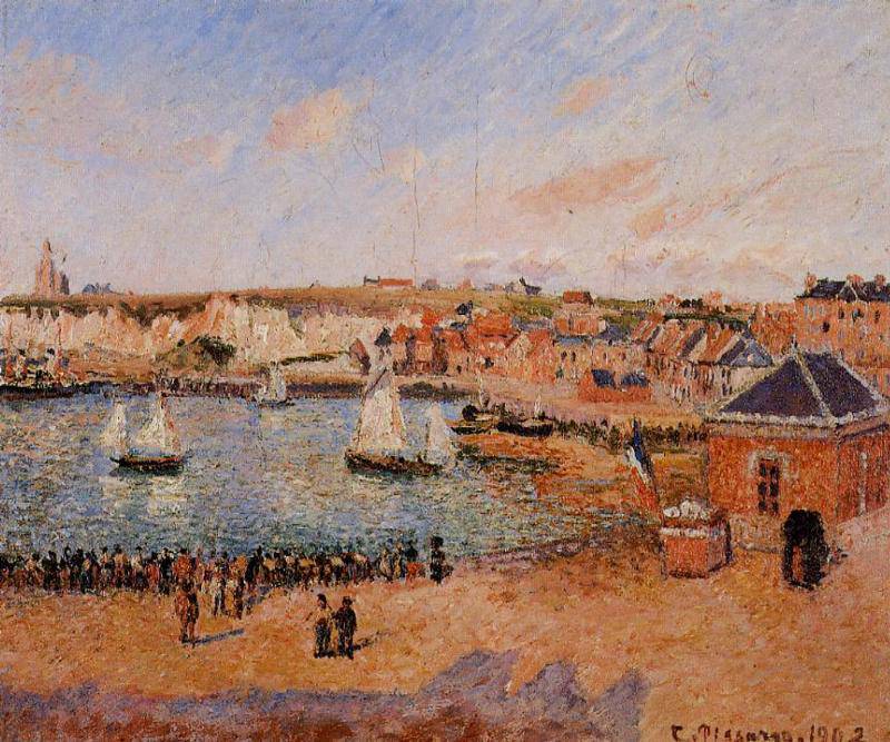 The Inner Harbor, Dieppe Afternoon, Sun, Low Tide - Camille Pissarro