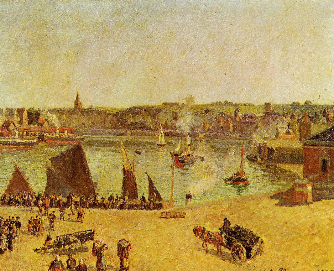 The Inner Harbor, Dieppe by Camille Pissarro — hand-painted landscape oil painting reproduction on canvas