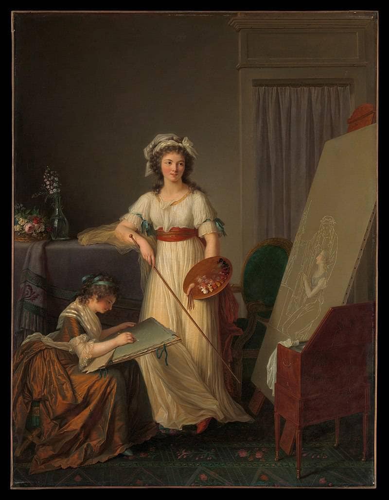The Interior of an Atelier of a Woman Painter by Marie-Victoire Lemoine — hand-painted portrait oil painting reproduction on canvas