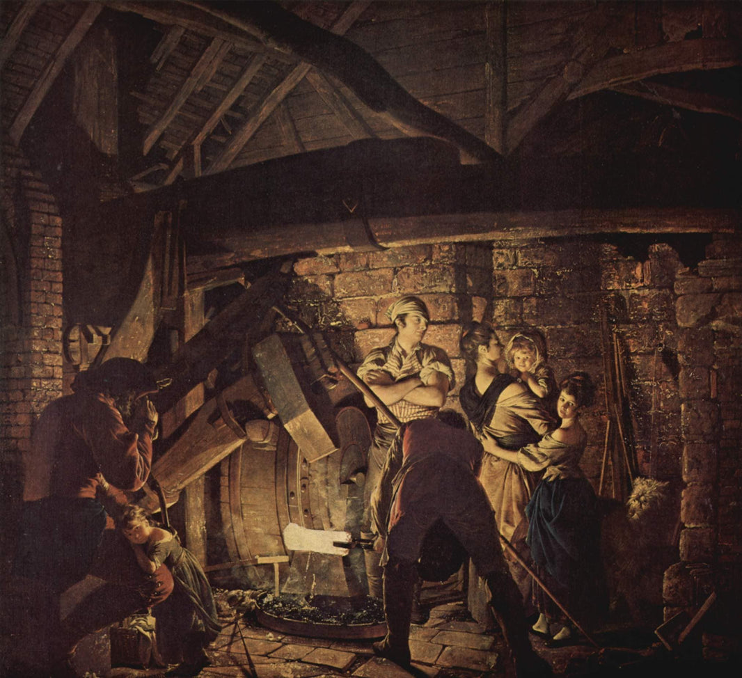 The Iron Forge by Joseph Wright — hand-painted architectural oil painting reproduction on canvas
