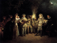 The Italian Comedy by Antoine Watteau — hand-painted portrait oil painting reproduction on canvas