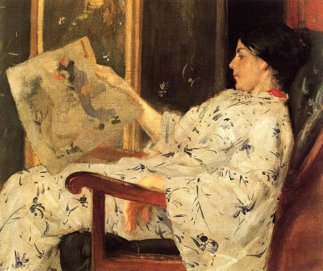 The Japanese Print by William Merritt Chase — hand-painted portrait oil painting reproduction on canvas