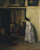 The jealous wife by Giacomo Favretto — female oil painting wall art, Realism