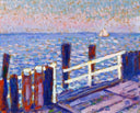 The Jetty by Theo van Rysselberghe — ships oil painting wall art, Pointillism