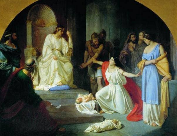 The Judgment of King Solomon by Nikolai Ge — hand-painted cultural oil painting reproduction on canvas