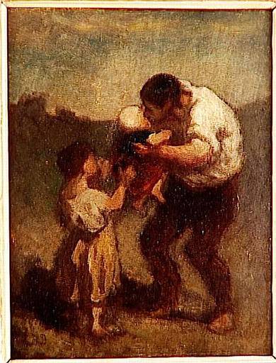 The Kiss by Honore Daumier, hand-painted portrait oil painting reproduction on canvas