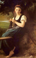 The Knitting Girl by William-Adolphe Bouguereau — hand-painted portrait oil painting reproduction on canvas