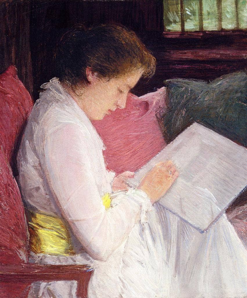 The Lace Maker by Julian Alden Weir — hand-painted portrait oil painting reproduction on canvas