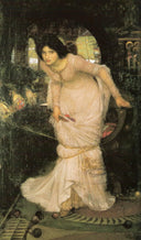 The Lady of Shalott Looking at Lancelot by John William Waterhouse — female oil painting wall art, Romanticism