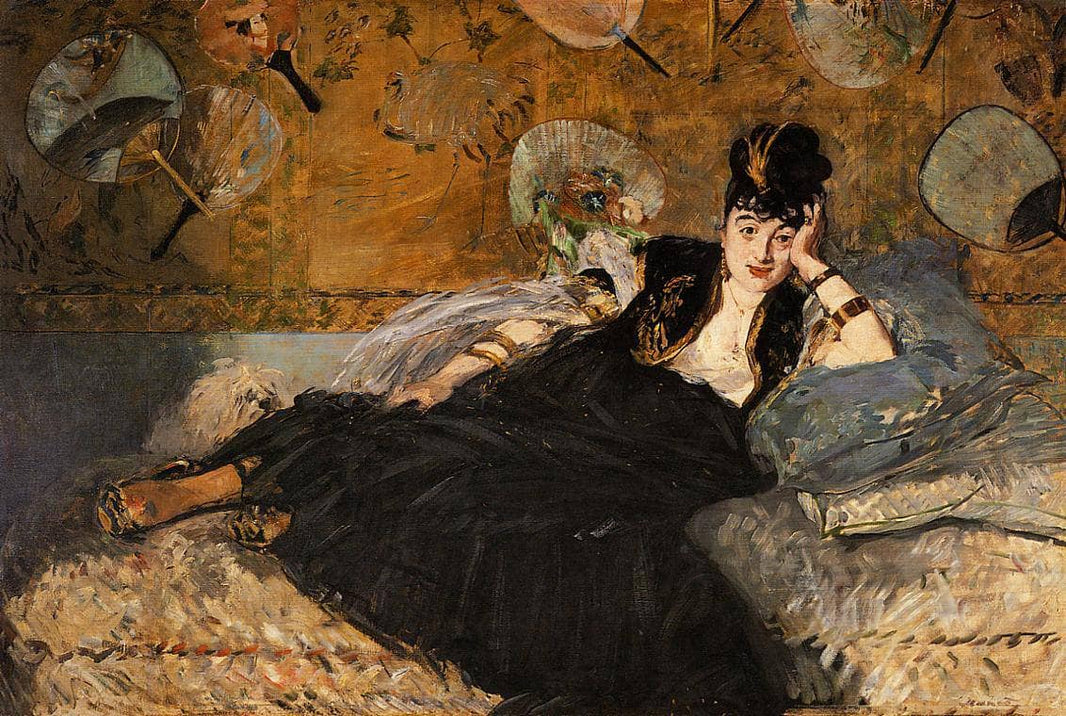 The Lady with Fans, Portrait of Nina de Callias by Edouard Manet — hand-painted portrait oil painting reproduction on canvas