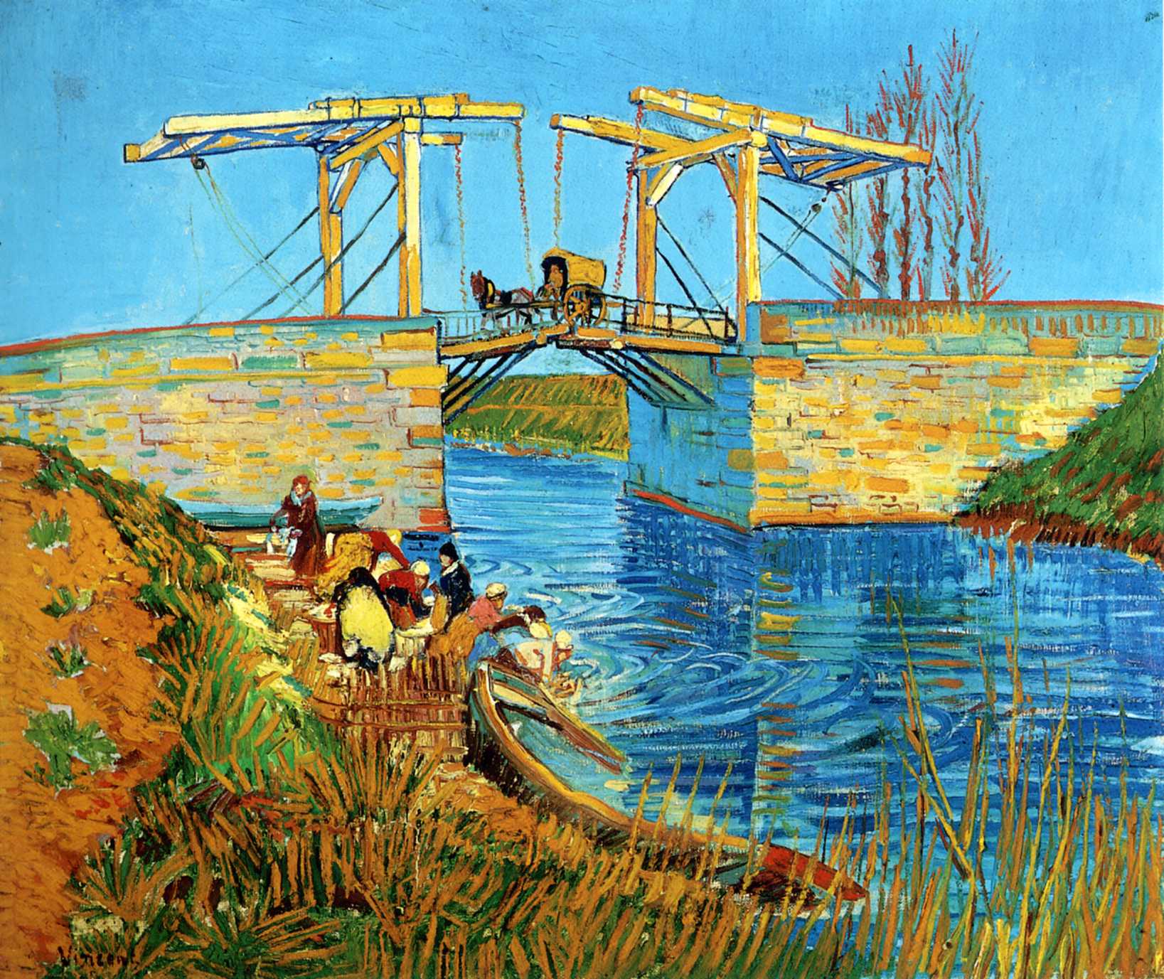 The Langlois Bridge at Arles with Women Washing - Vincent van Gogh