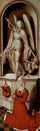 The Last Judgment triptych, right wing, Praying donor Catherine Tanagli with archangel Michael in entryway