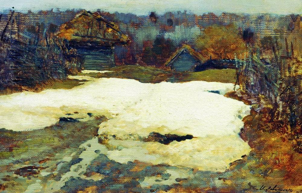 The Last Snow. Village Savvinskaya. by Isaac Levitan — hand-painted botanical oil painting reproduction on canvas
