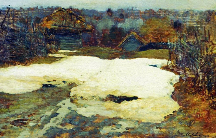 The Last Snow. Village Savvinskaya. by Isaac Levitan — hand-painted botanical oil painting reproduction on canvas