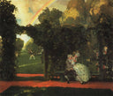 The Laughed Kiss by Konstantin Somov — hand-painted landscape oil painting reproduction on canvas