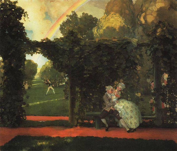 The Laughed Kiss by Konstantin Somov — hand-painted landscape oil painting reproduction on canvas