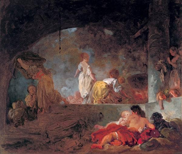 The Laundresses by Jean-Honore Fragonard — hand-painted cultural oil painting reproduction on canvas