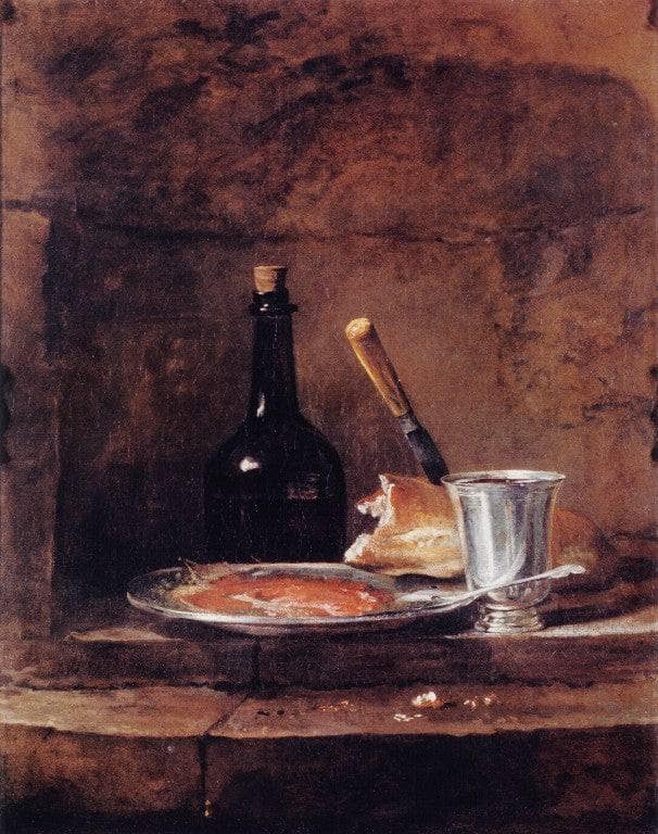 The Leftovers of a Lunch, also called the Silver Goblet by Jean-Baptiste-Simeon Chardin — hand-painted photography oil painting reproduction on canvas