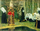 The Legend of the Invisible City of Kitezh by Mikhail Nesterov — fantasy oil painting wall art, Art Nouveau Modern