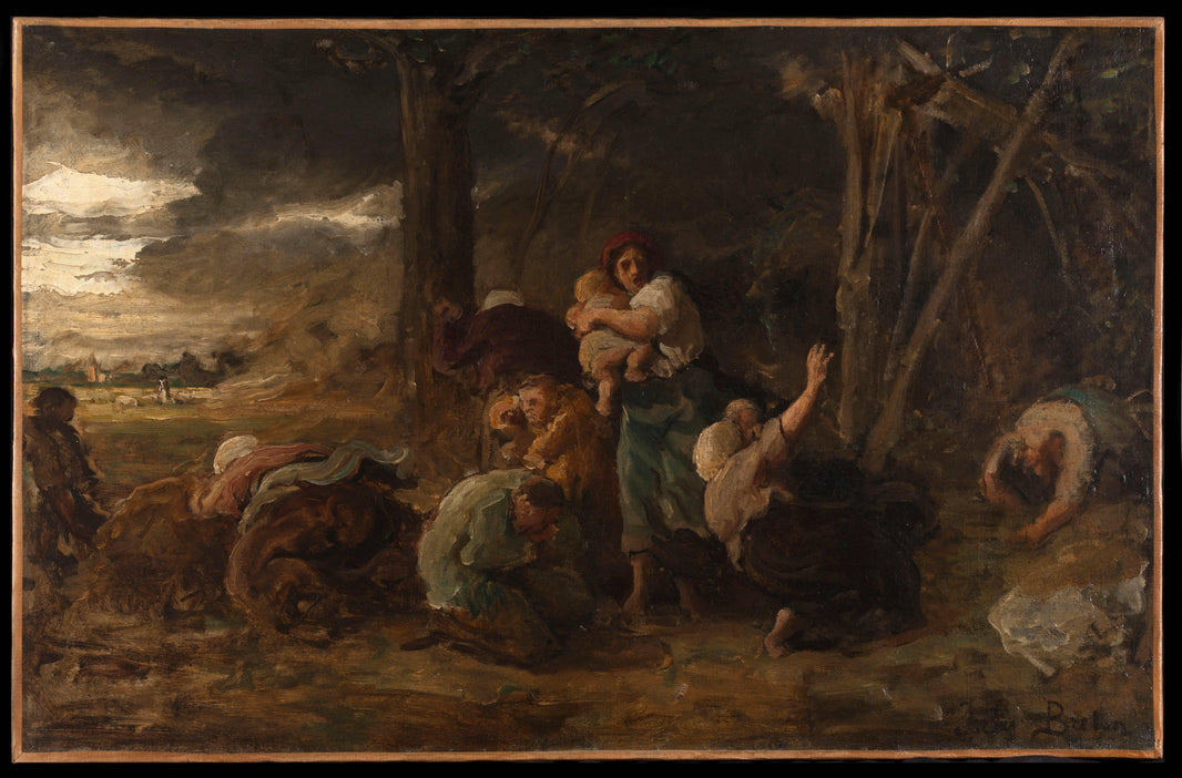 The lightning by Jules Breton — hand-painted landscape oil painting reproduction on canvas