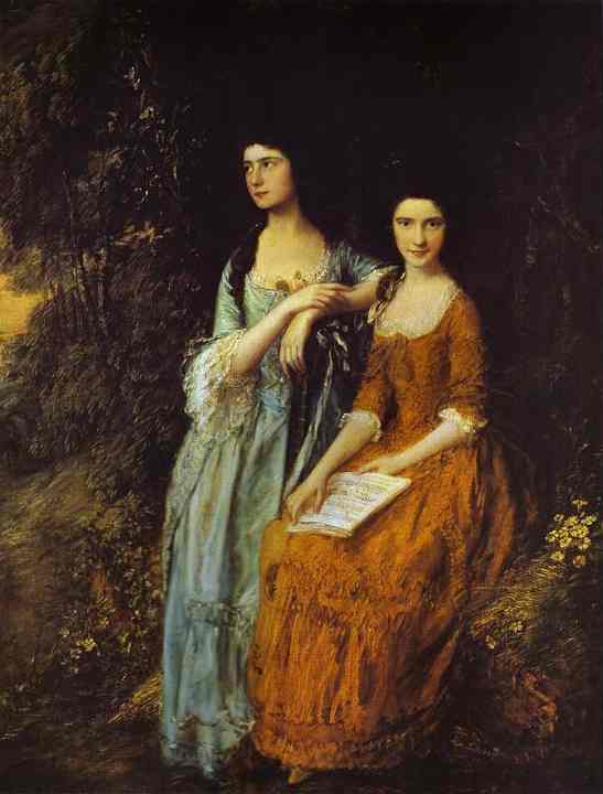 The Linley Sisters (Mrs. Sheridan and Mrs. Tickell) by Thomas Gainsborough — hand-painted portrait oil painting reproduction on canvas