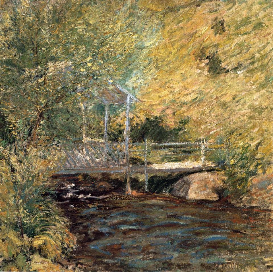 The Little Bridge by John Henry Twachtman — hand-painted botanical oil painting reproduction on canvas