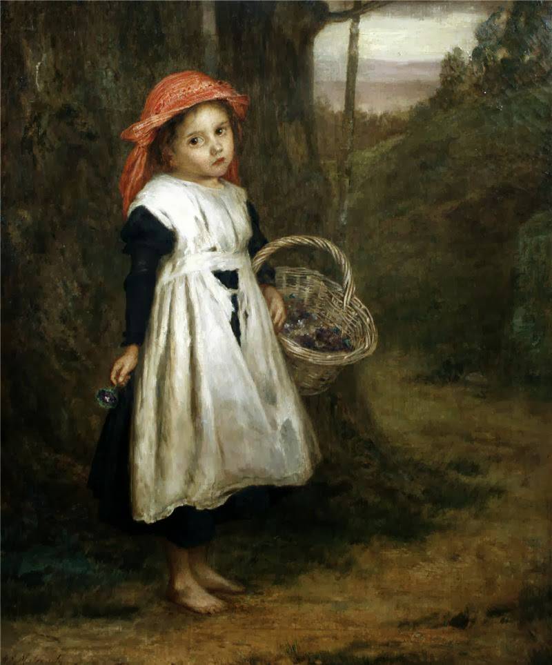 The little flower girl by Augustus Edwin Mulready — hand-painted portrait oil painting reproduction on canvas