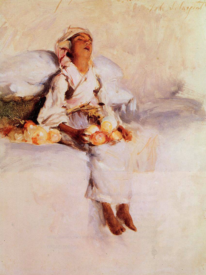 The Little Fruit Seller by John Singer Sargent, hand-painted portrait oil painting reproduction on canvas
