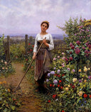 The little gardener by Daniel Ridgway Knight — flower oil painting wall art, Realism