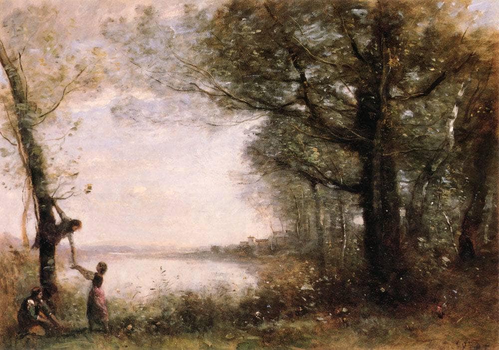 The Little Nest Harriers by Camille Corot — hand-painted botanical oil painting reproduction on canvas