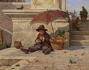 The little orange seller by Antonio Paoletti — children oil painting wall art, Romanticism