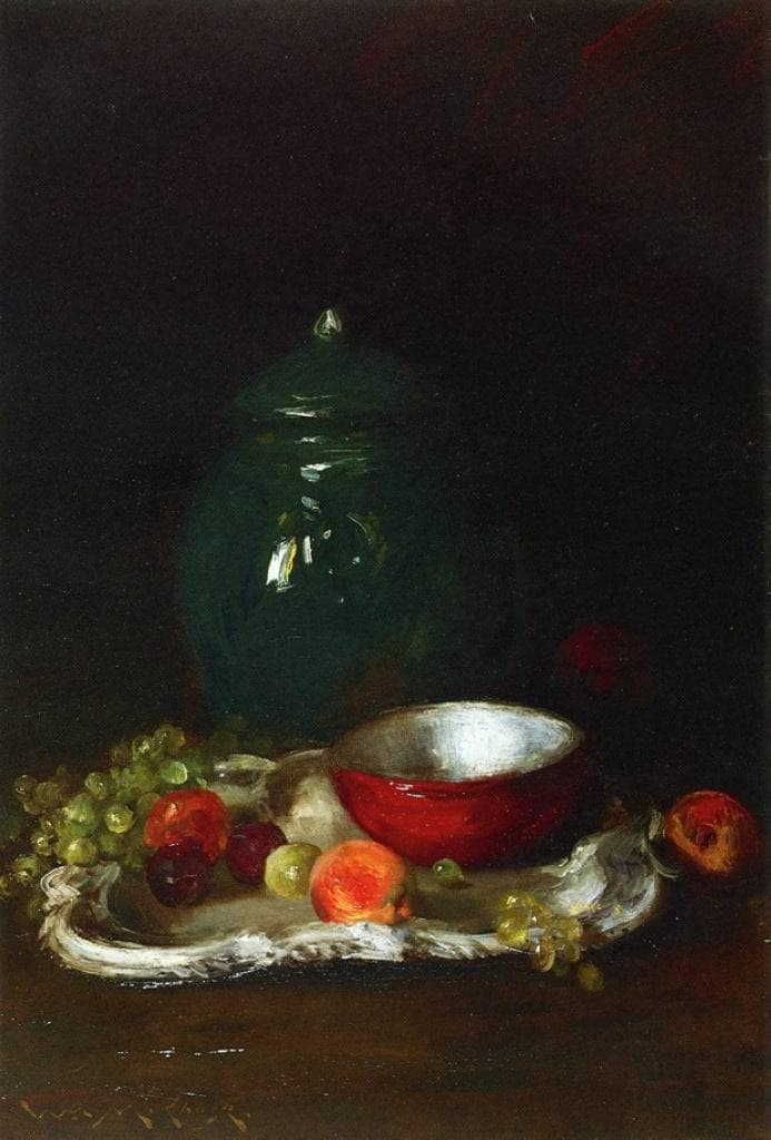 The LIttle Red Bowl by William Merritt Chase — hand-painted photography oil painting reproduction on canvas