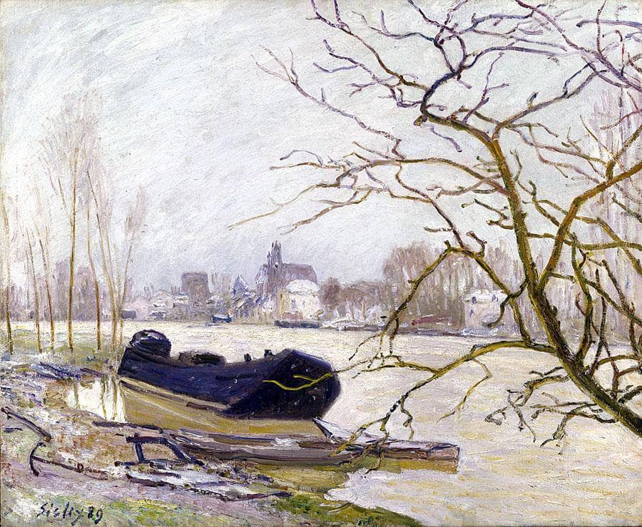 The Loing at High Water by Alfred Sisley — hand-painted botanical oil painting reproduction on canvas