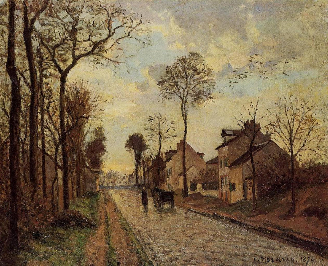 The Louveciennes Road by Camille Pissarro — hand-painted botanical oil painting reproduction on canvas