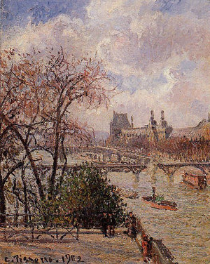 The Louvre, Gray Weather, Afternoon - Camille Pissarro