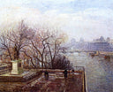 The Louvre, Morning, Mist by Camille Pissarro — seascapes oil painting wall art, Impressionism
