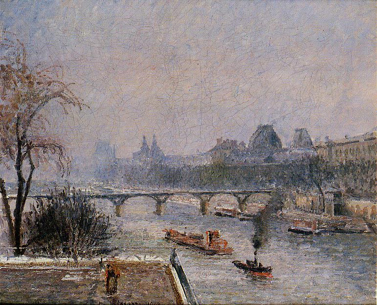 The Louvre, Morning, Snow Effect - Camille Pissarro