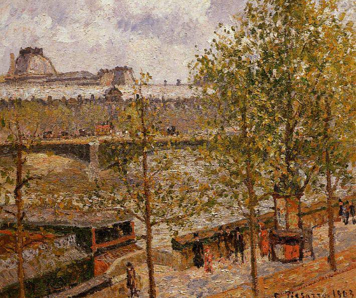 The Louvre, Morning, Sun, Quai Malaquais - Camille Pissarro