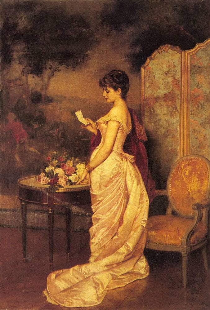The Love Letter by Auguste Toulmouche — hand-painted eco oil painting reproduction on canvas