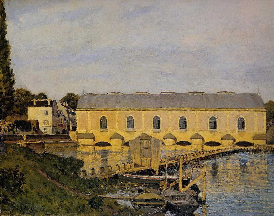 The Machine at Marly by Alfred Sisley — hand-painted architectural oil painting reproduction on canvas