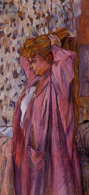 The Madame Redoing Her Bun by Henri de Toulouse-Lautrec, male oil painting wall art, Post Impressionism
